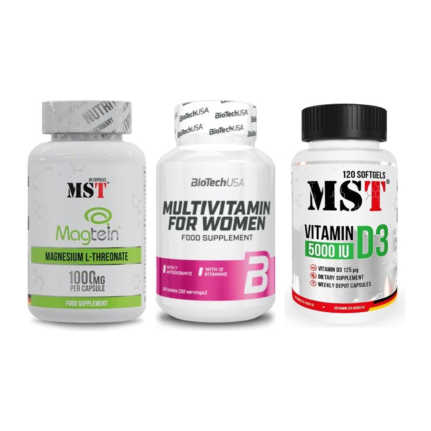 Ausdauer-Set: MST Magnesium + BioTech Multivit + MST Vitamin D3 – alle enthaltenen Artikel
