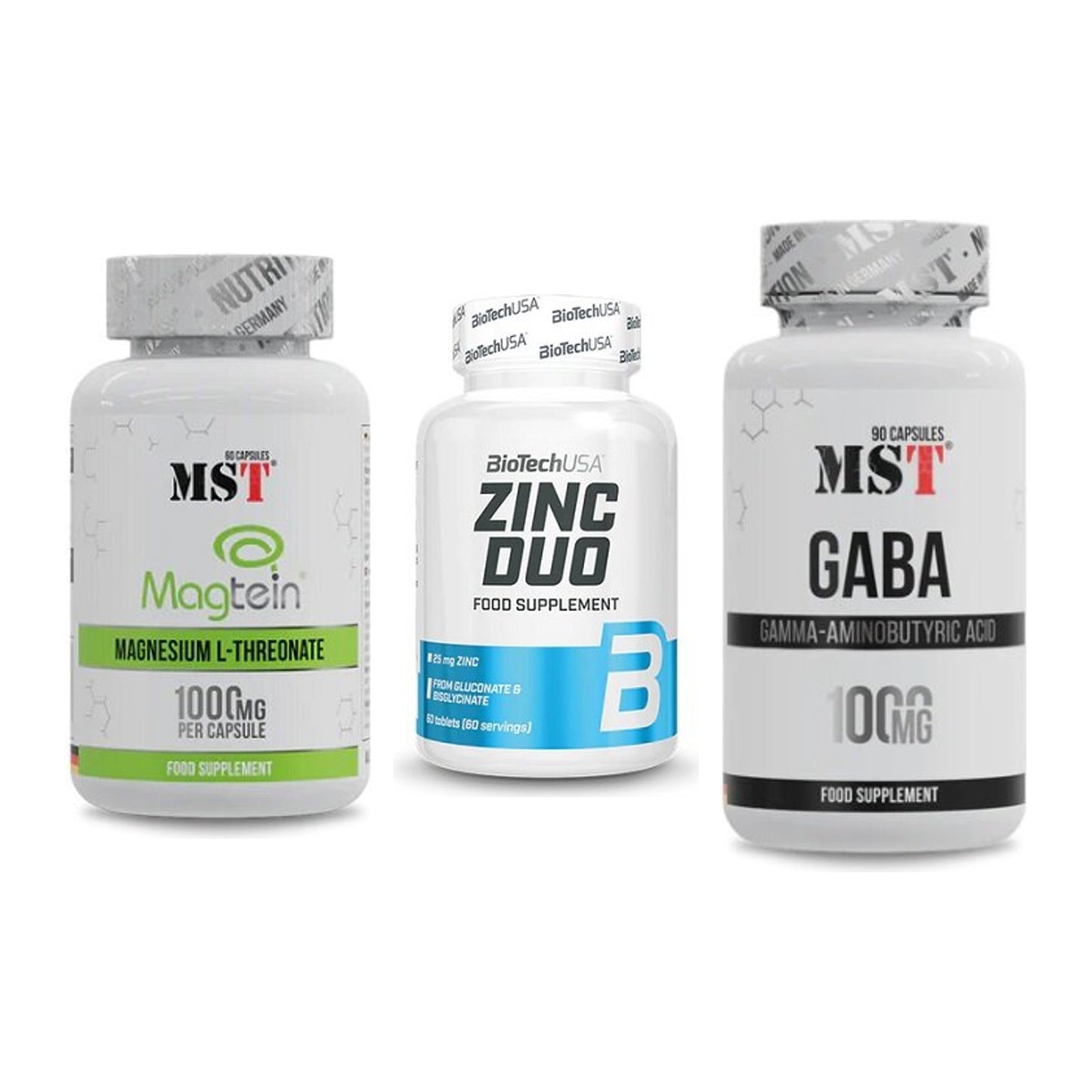 Ausdauer-Set: MST Magnesium + BioTech Zinc Duo + MST GABA 1000mg – alle enthaltenen Artikel