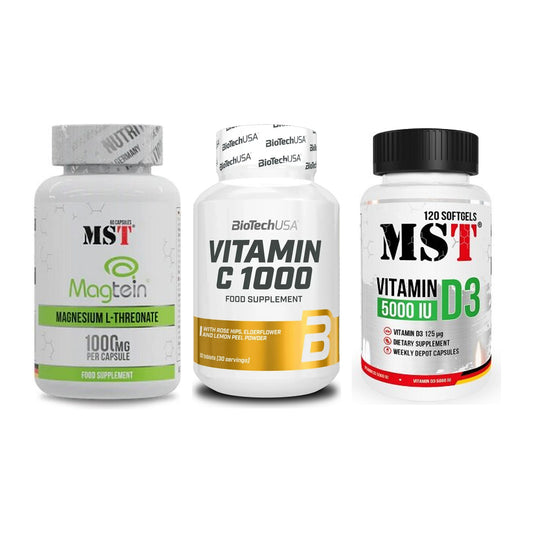 Ausdauer-Set: MST Magnesium + BioTech Vitamin + MST Vitamin D3 – alle enthaltenen Artikel