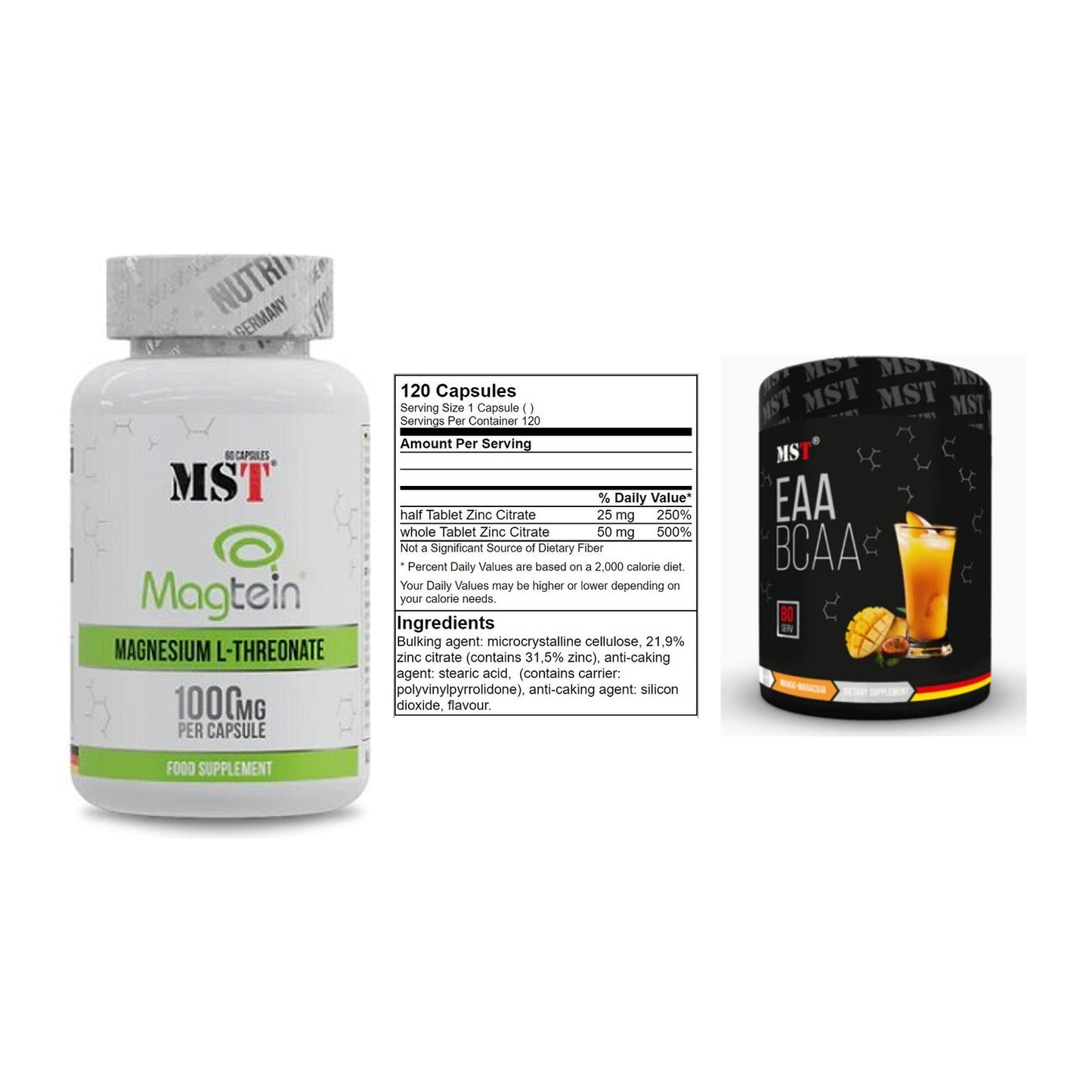Ausdauer-Set: MST Magnesium + GN Zinc Citrate + MST EAA & BCAA – alle enthaltenen Artikel