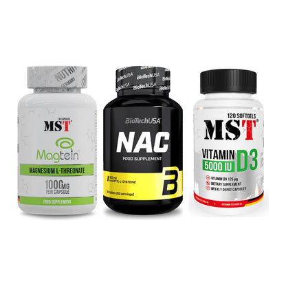 Ausdauer-Set: MST Magnesium + BioTech NAC + MST Vitamin D3 – alle enthaltenen Artikel