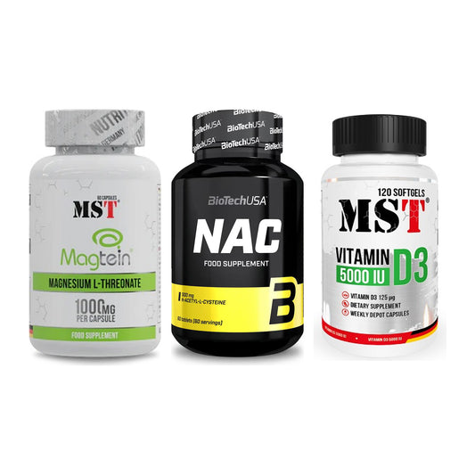 Ausdauer-Set: MST Magnesium + BioTech NAC + MST Vitamin D3 – alle enthaltenen Artikel