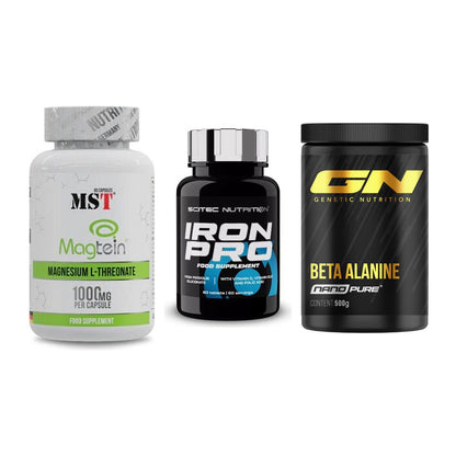 Ausdauer-Set: MST Magnesium + Scitec Iron Pro + GN Nano Beta – alle enthaltenen Artikel
