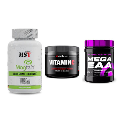 Ausdauer-Set: MST Magnesium + Sinob Vitamin C + Scitec Mega EAA – alle enthaltenen Artikel