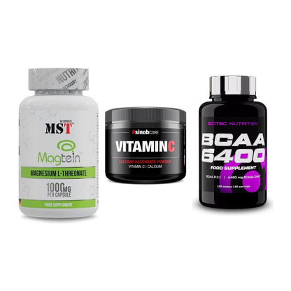 Ausdauer-Set: MST Magnesium + Sinob Vitamin C + Scitec BCAA 6400 – alle enthaltenen Artikel