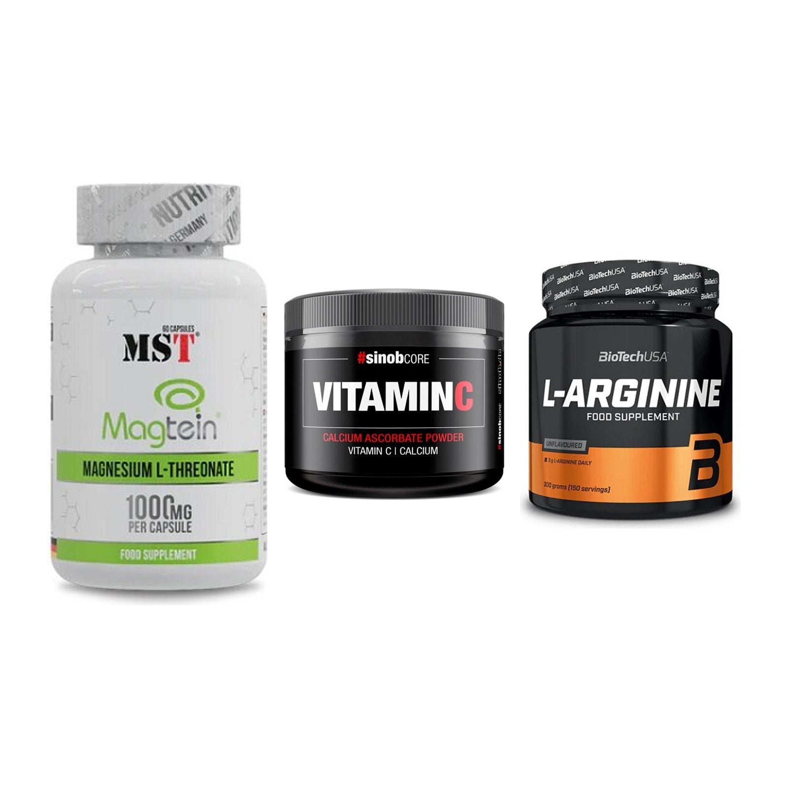 Ausdauer-Set: MST Magnesium + Sinob Vitamin C + BioTech L-Argini – alle enthaltenen Artikel