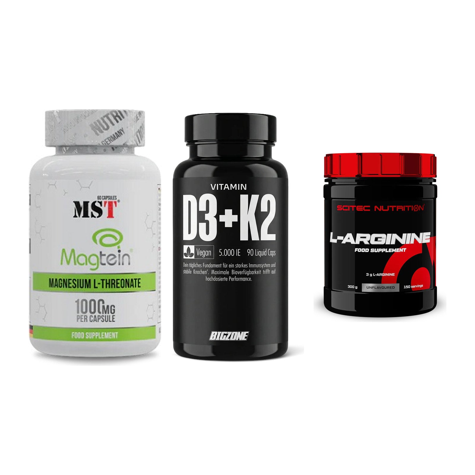 Ausdauer-Set: MST Magnesium + Big Zone Vitamin + Scitec Arginin – alle enthaltenen Artikel