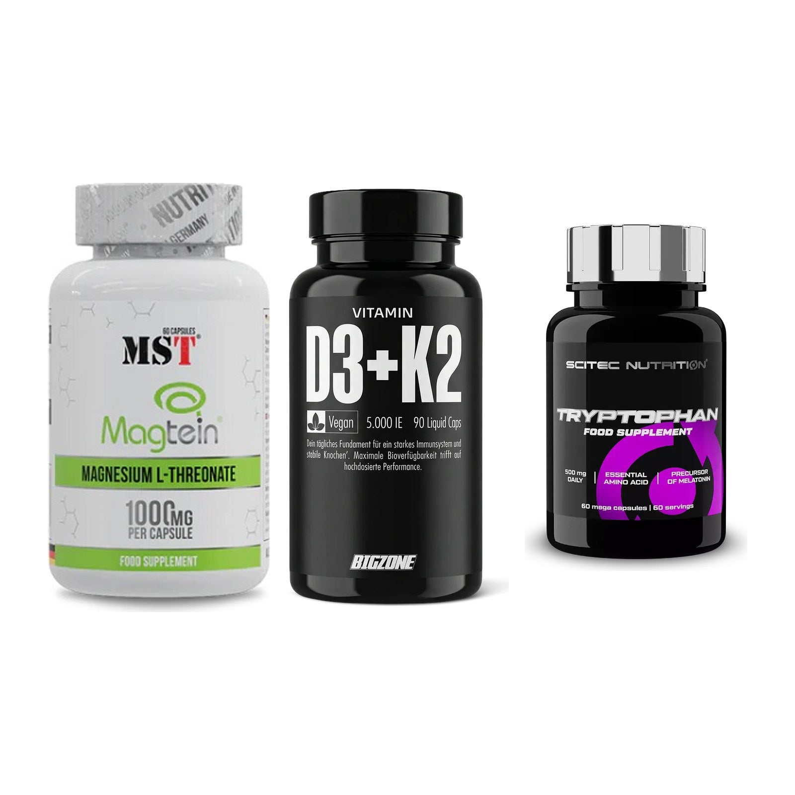 Ausdauer-Set: MST Magnesium + Big Zone Vitamin + Scitec Tryptopha – alle enthaltenen Artikel