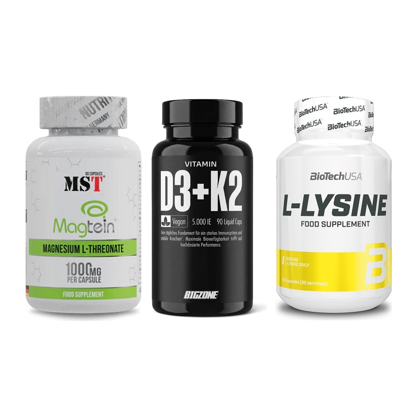 Ausdauer-Set: MST Magnesium + Big Zone Vitamin + BioTech L-Lysine – alle enthaltenen Artikel