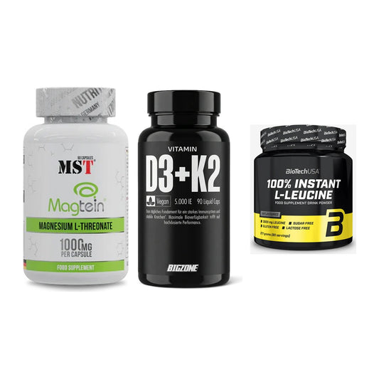 Ausdauer-Set: MST Magnesium + Big Zone Vitamin + BioTech 100% – alle enthaltenen Artikel