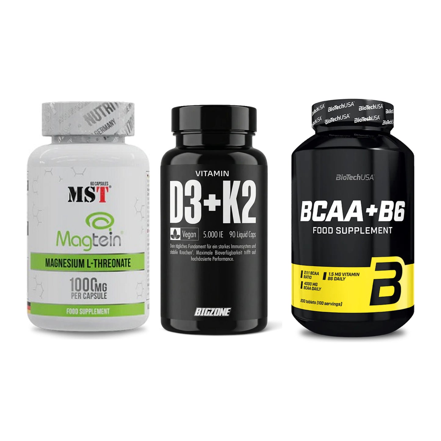 Ausdauer-Set: MST Magnesium + Big Zone Vitamin + BioTech BCAA+B6 – alle enthaltenen Artikel