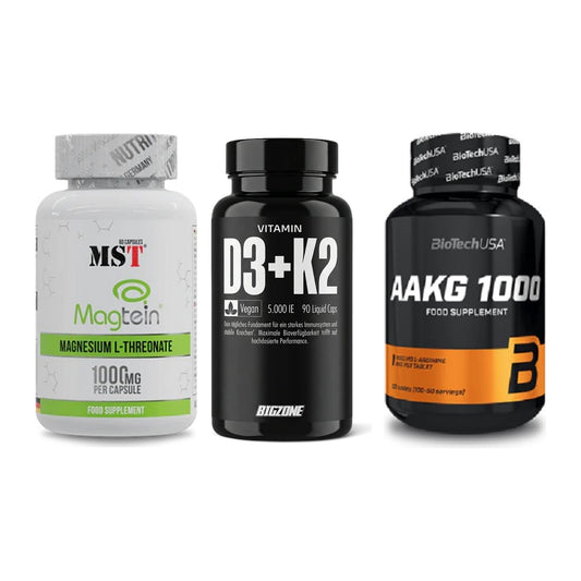 Ausdauer-Set: MST Magnesium + Big Zone Vitamin + BioTech AAKG – alle enthaltenen Artikel