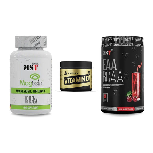 Ausdauer-Set: MST Magnesium + Peak Vitamin D + MST EAA & BCAA – alle enthaltenen Artikel