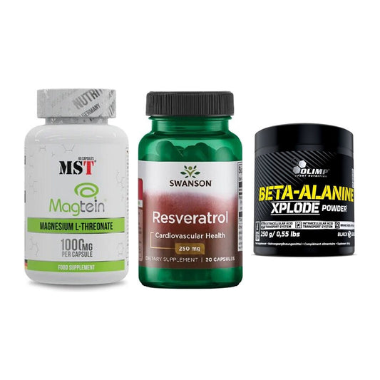 Ausdauer-Set: MST Magnesium + Swanson Resverat + Olimp Beta-Alani – alle enthaltenen Artikel