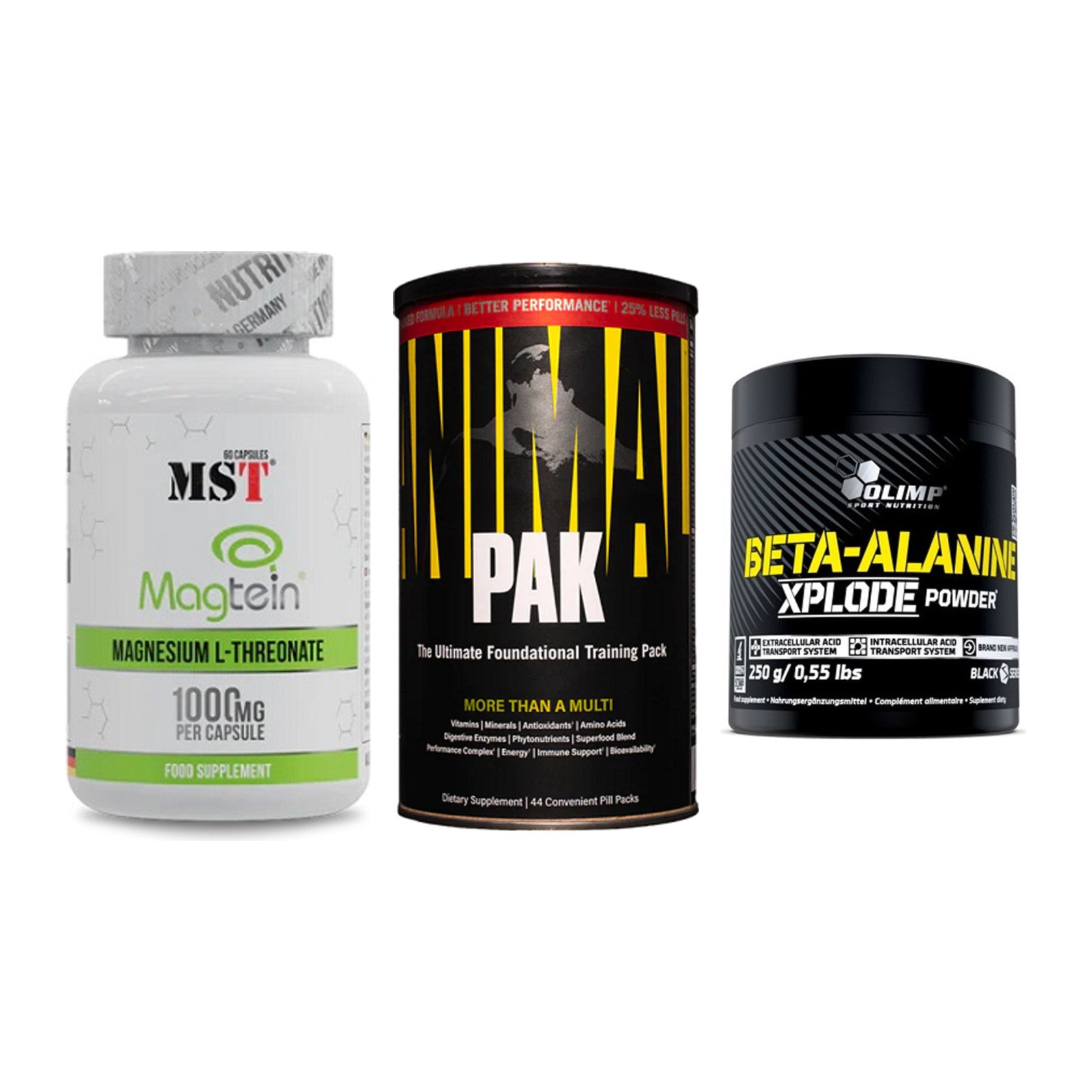 Ausdauer-Set: MST Magnesium + Universal Animal + Olimp Beta-Alani – alle enthaltenen Artikel