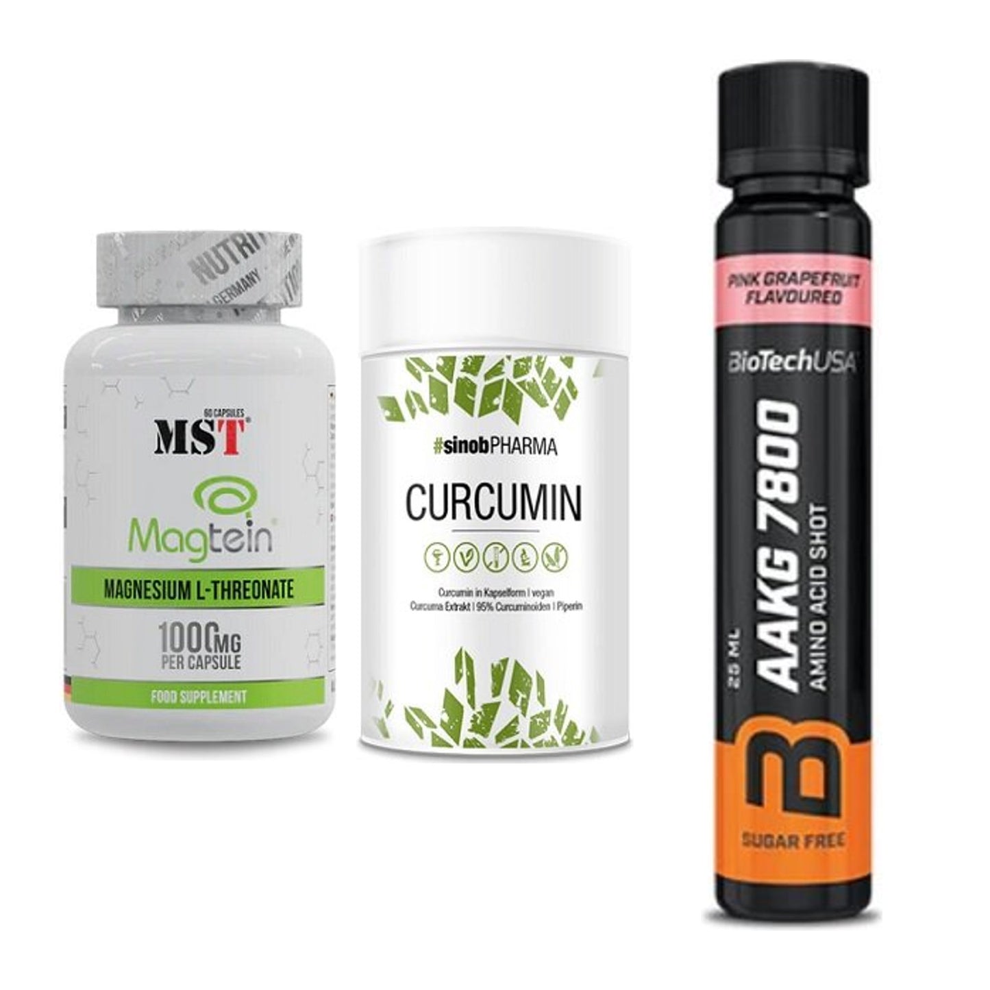 Ausdauer-Set: MST Magnesium + Sinob Curcumin + BioTech AAKG – alle enthaltenen Artikel