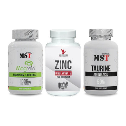 Ausdauer-Set: MST Magnesium + #GYMJUICE ZINC + MST Taurine – alle enthaltenen Artikel