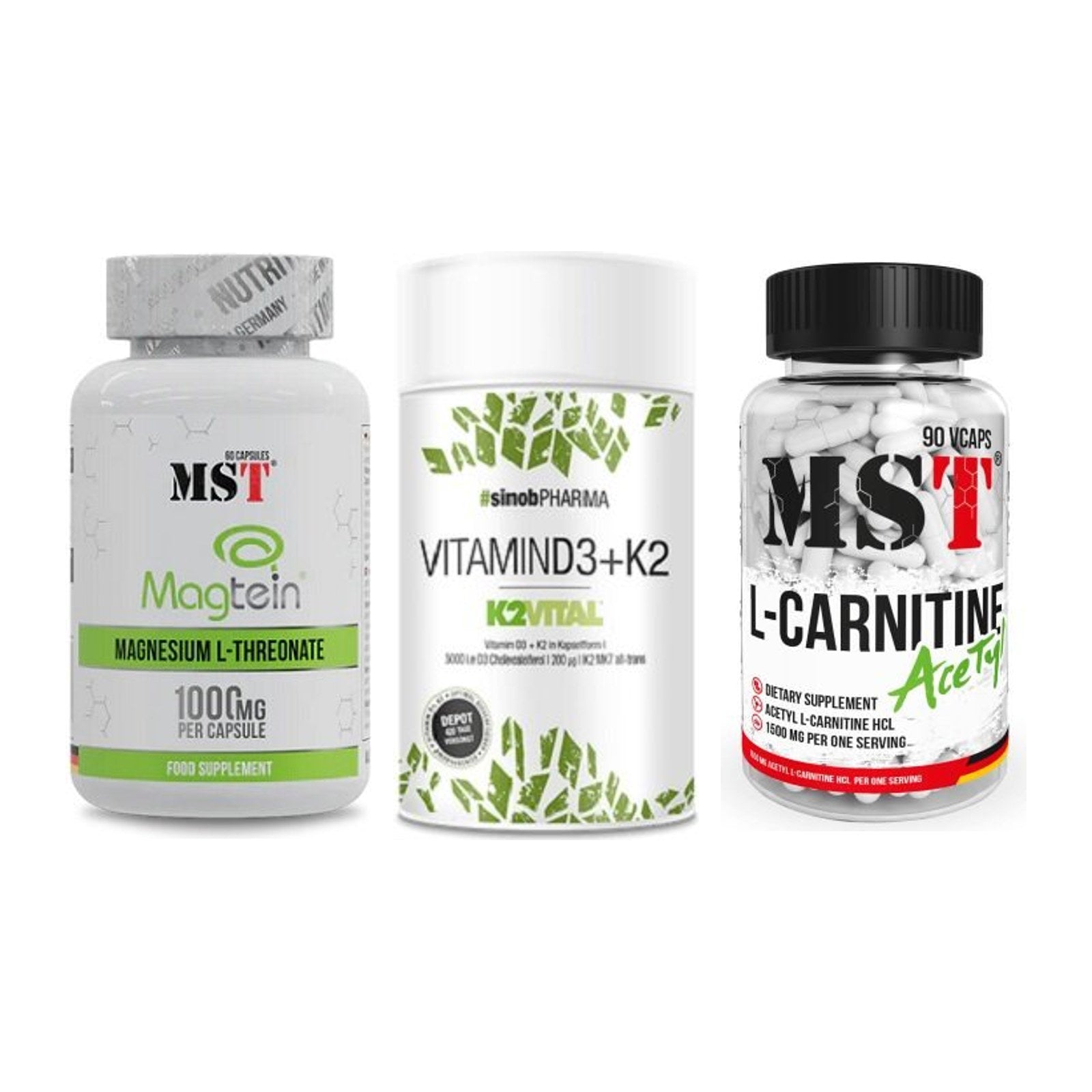 Ausdauer-Set: MST Magnesium + Sinob Vitamin D3 + MST L-Carnitine – alle enthaltenen Artikel