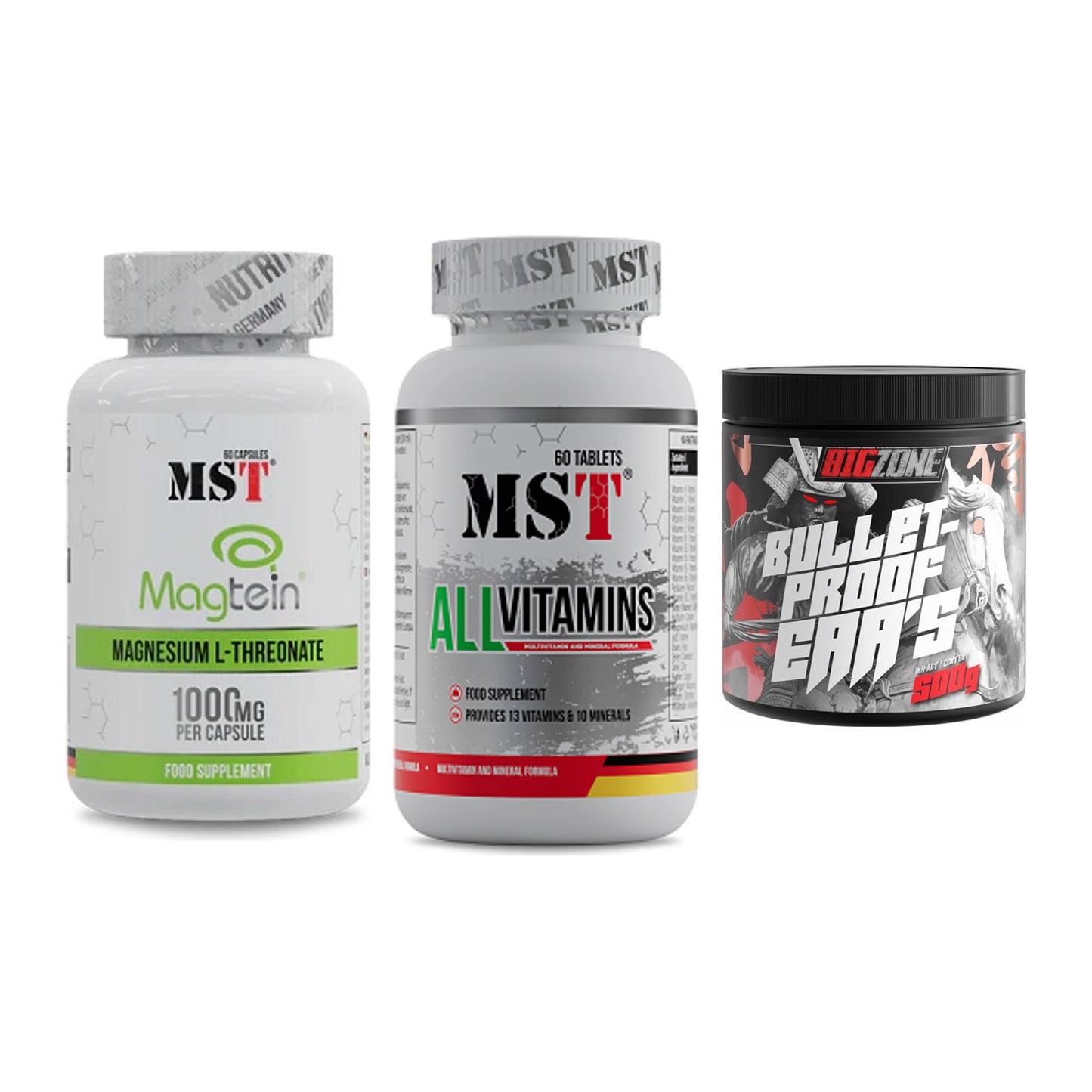 Ausdauer-Set: MST Magnesium + MST All Vitamins + Big Zone Bulletp – alle enthaltenen Artikel