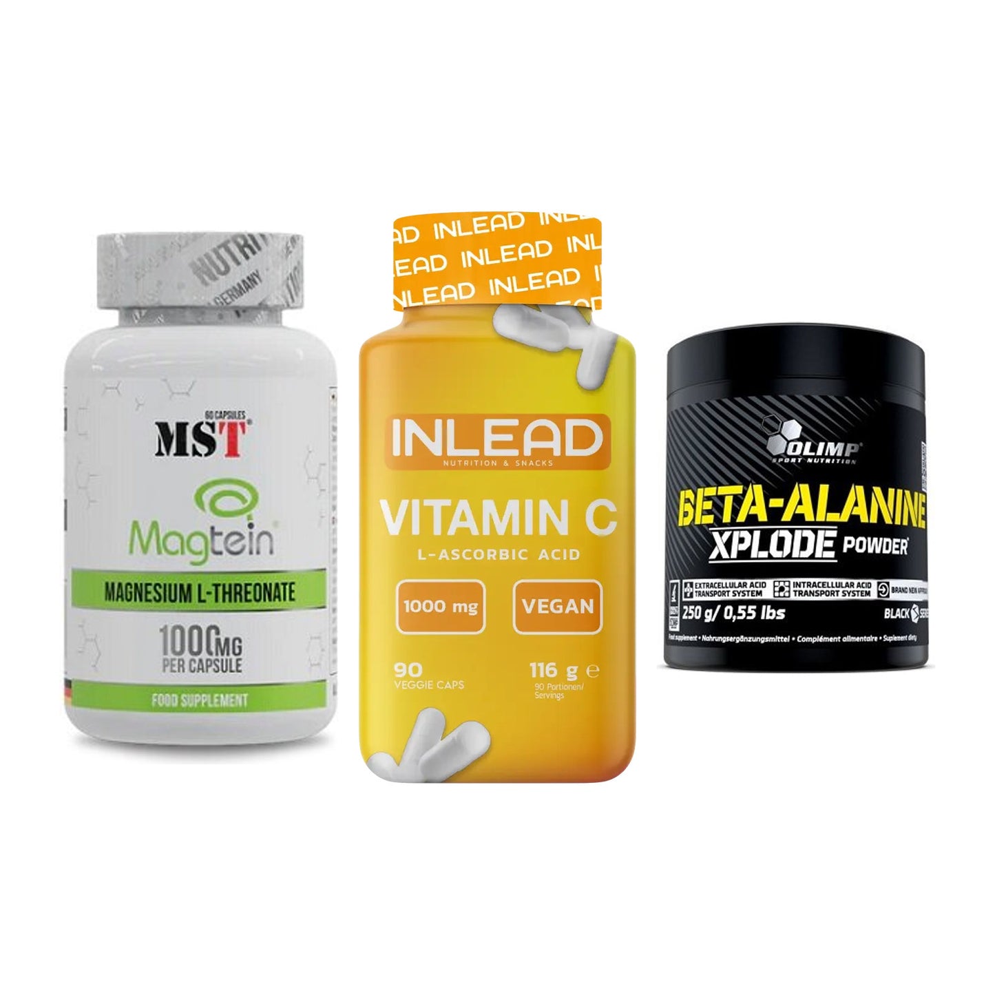 Ausdauer-Set: MST Magnesium + INLEAD Vitamin C + Olimp Beta-Alani – alle enthaltenen Artikel