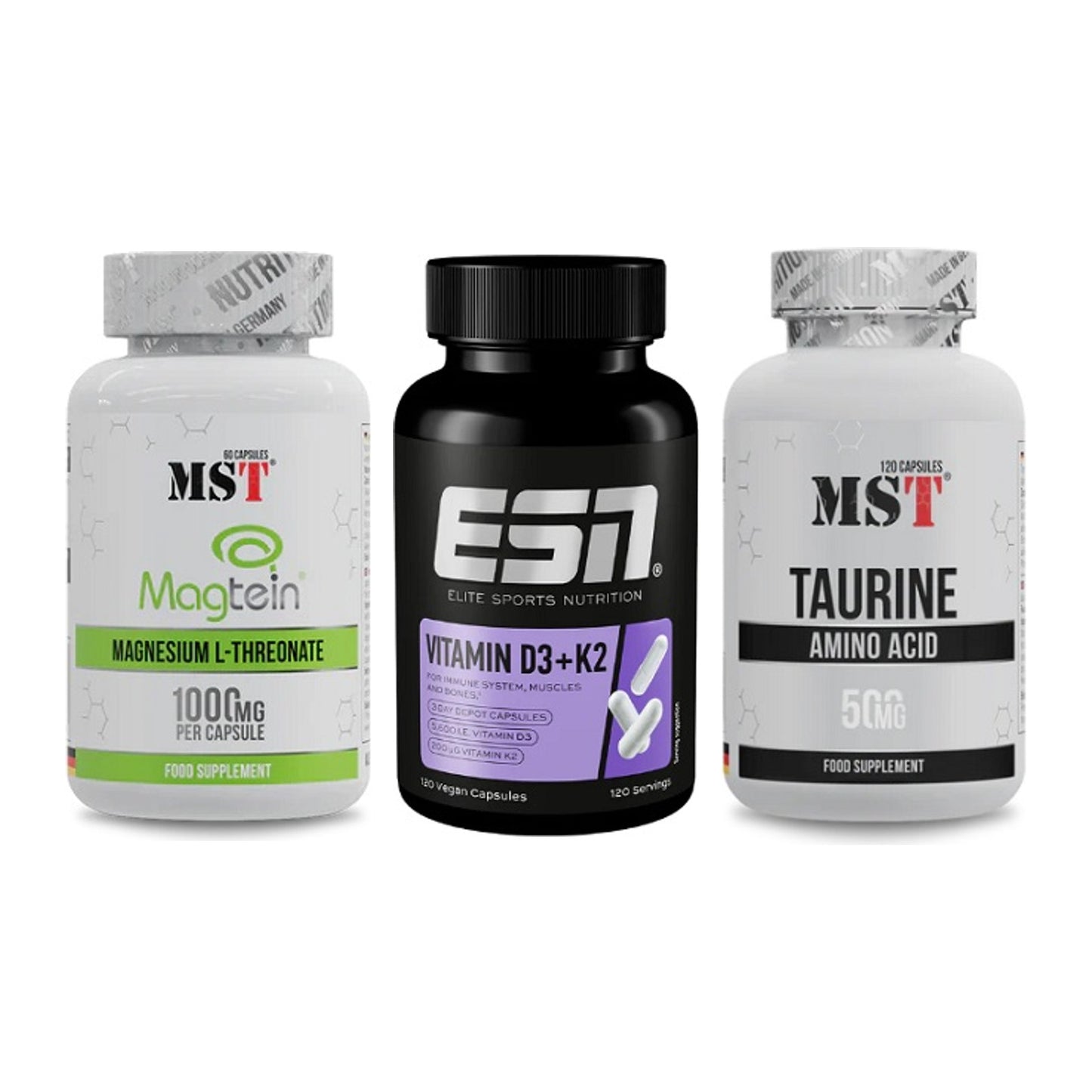Ausdauer-Set: MST Magnesium + ESN Vitamin D3 + MST Taurine – alle enthaltenen Artikel