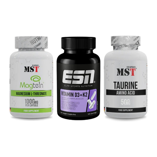 Ausdauer-Set: MST Magnesium + ESN Vitamin D3 + MST Taurine – alle enthaltenen Artikel