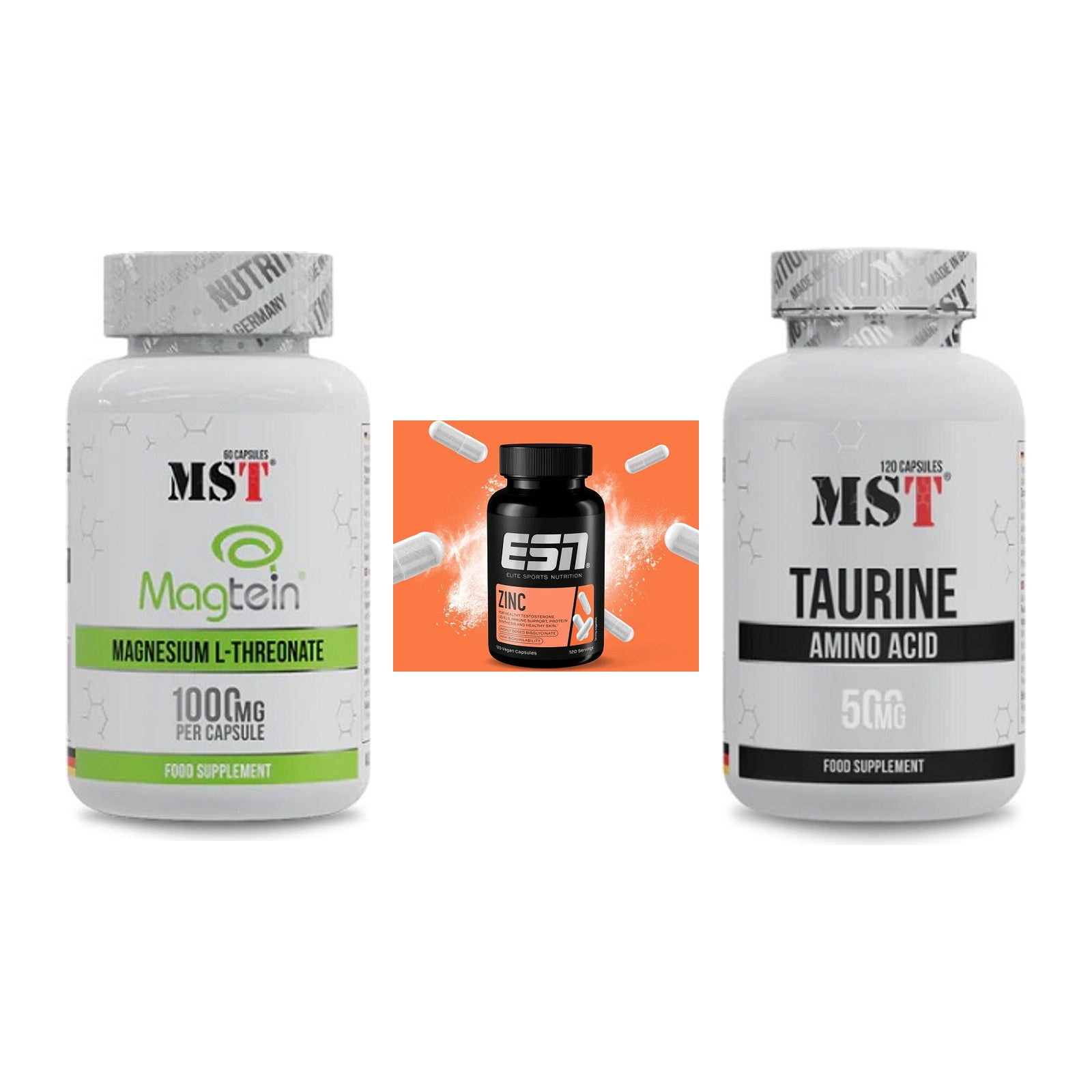 Ausdauer-Set: MST Magnesium + ESN Zinc + MST Taurine – alle enthaltenen Artikel