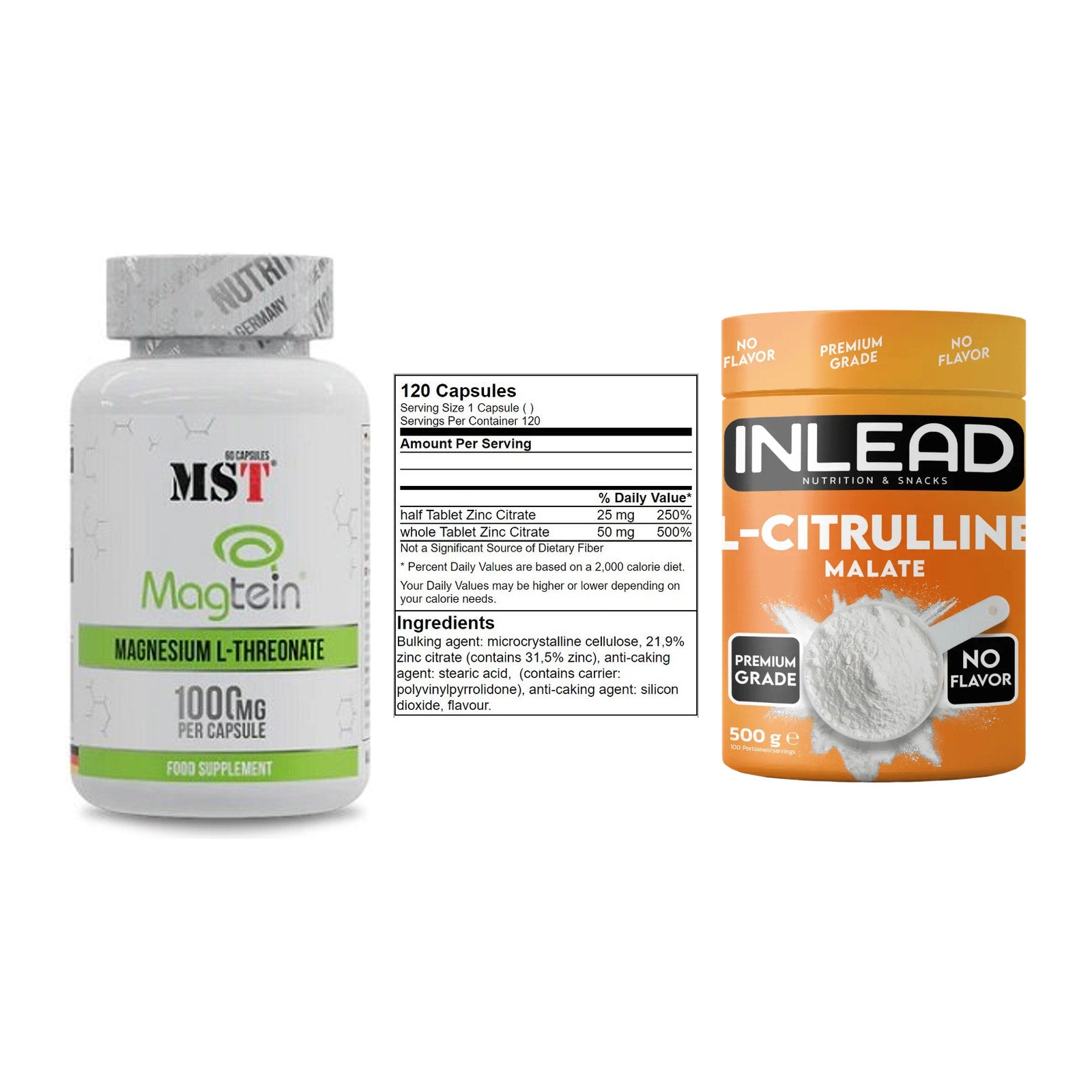 Ausdauer-Set: MST Magnesium + GN Zinc Citrate + INLEAD L-Citrull – alle enthaltenen Artikel