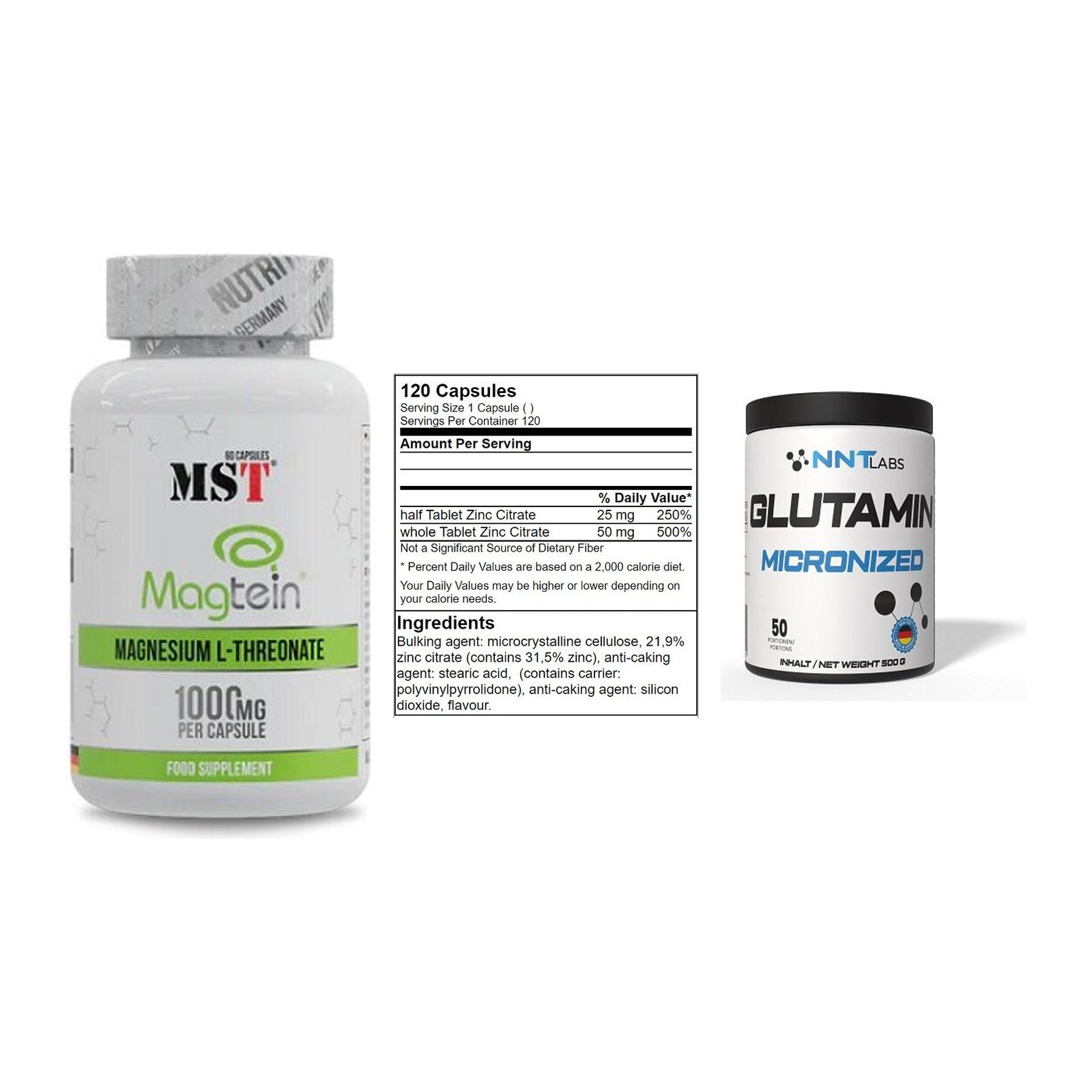 Ausdauer-Set: MST Magnesium + GN Zinc Citrate + NNT Glutamin – alle enthaltenen Artikel