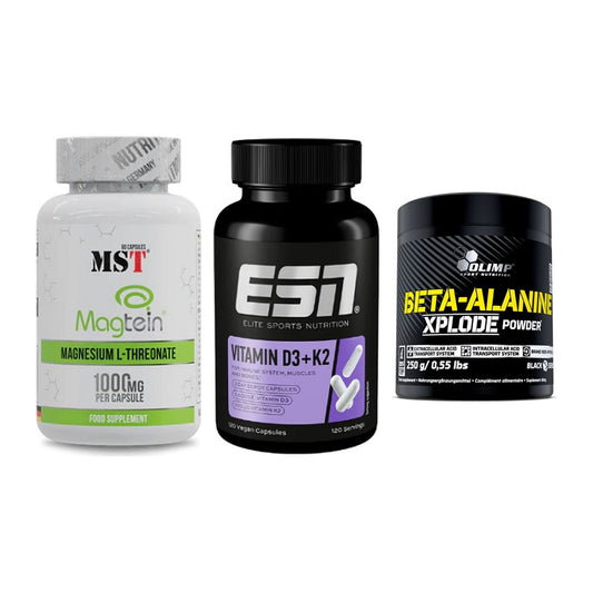 Ausdauer-Set: MST Magnesium + ESN Vitamin D3 + Olimp Beta-Alani – alle enthaltenen Artikel