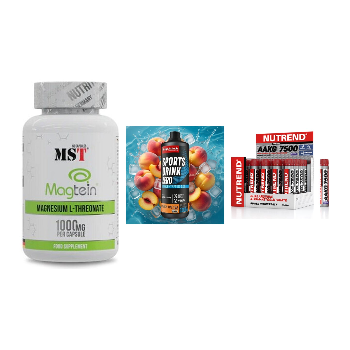 Ausdauer-Set: MST Magnesium + Body Attack + Nutrend AAKG – alle enthaltenen Artikel