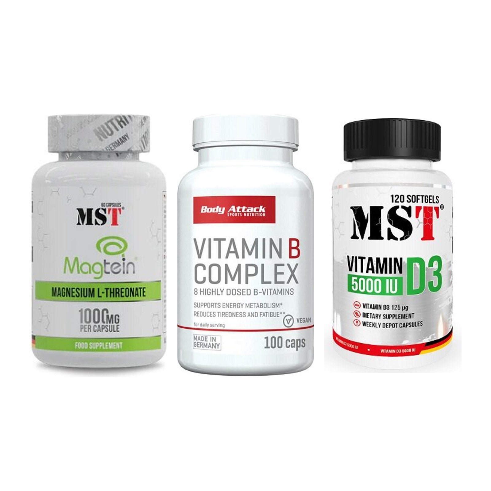 Ausdauer-Set: MST Magnesium + Body Attack + MST Vitamin D3 – alle enthaltenen Artikel