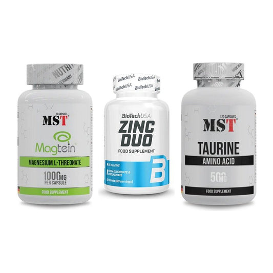 Ausdauer-Set: MST Magnesium + BioTech Zinc Duo + MST Taurine – alle enthaltenen Artikel