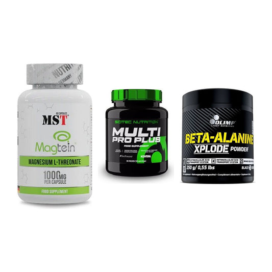 Ausdauer-Set: MST Magnesium + Scitec Multi Pro + Olimp Beta-Alani – alle enthaltenen Artikel