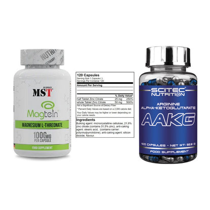 Ausdauer-Set: MST Magnesium + GN Zinc Citrate + Scitec AAKG – alle enthaltenen Artikel
