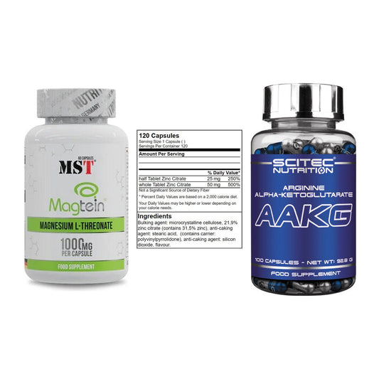 Ausdauer-Set: MST Magnesium + GN Zinc Citrate + Scitec AAKG – alle enthaltenen Artikel