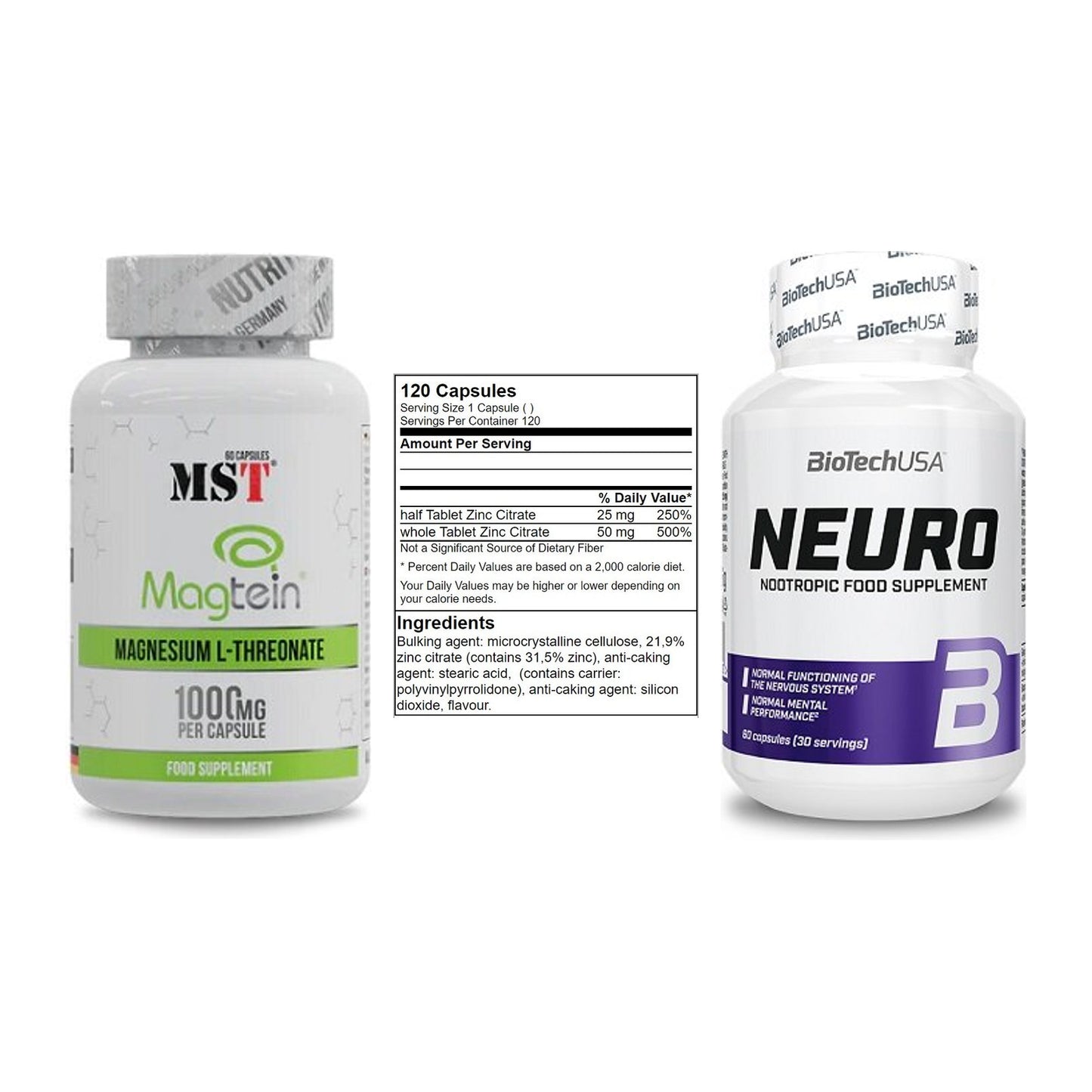 Ausdauer-Set: MST Magnesium + GN Zinc Citrate + BioTech Neuro – alle enthaltenen Artikel