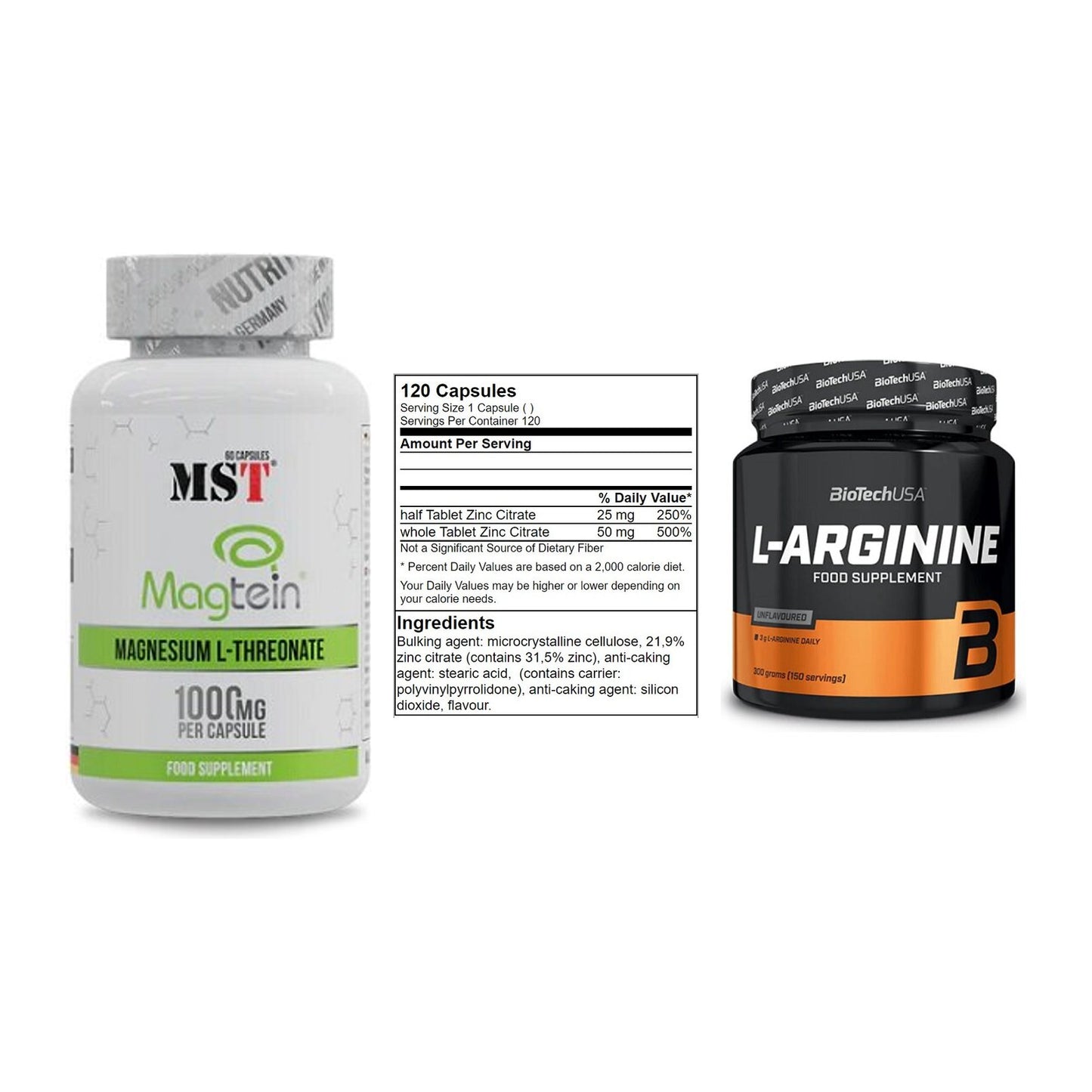 Ausdauer-Set: MST Magnesium + GN Zinc Citrate + BioTech L-Argini – alle enthaltenen Artikel