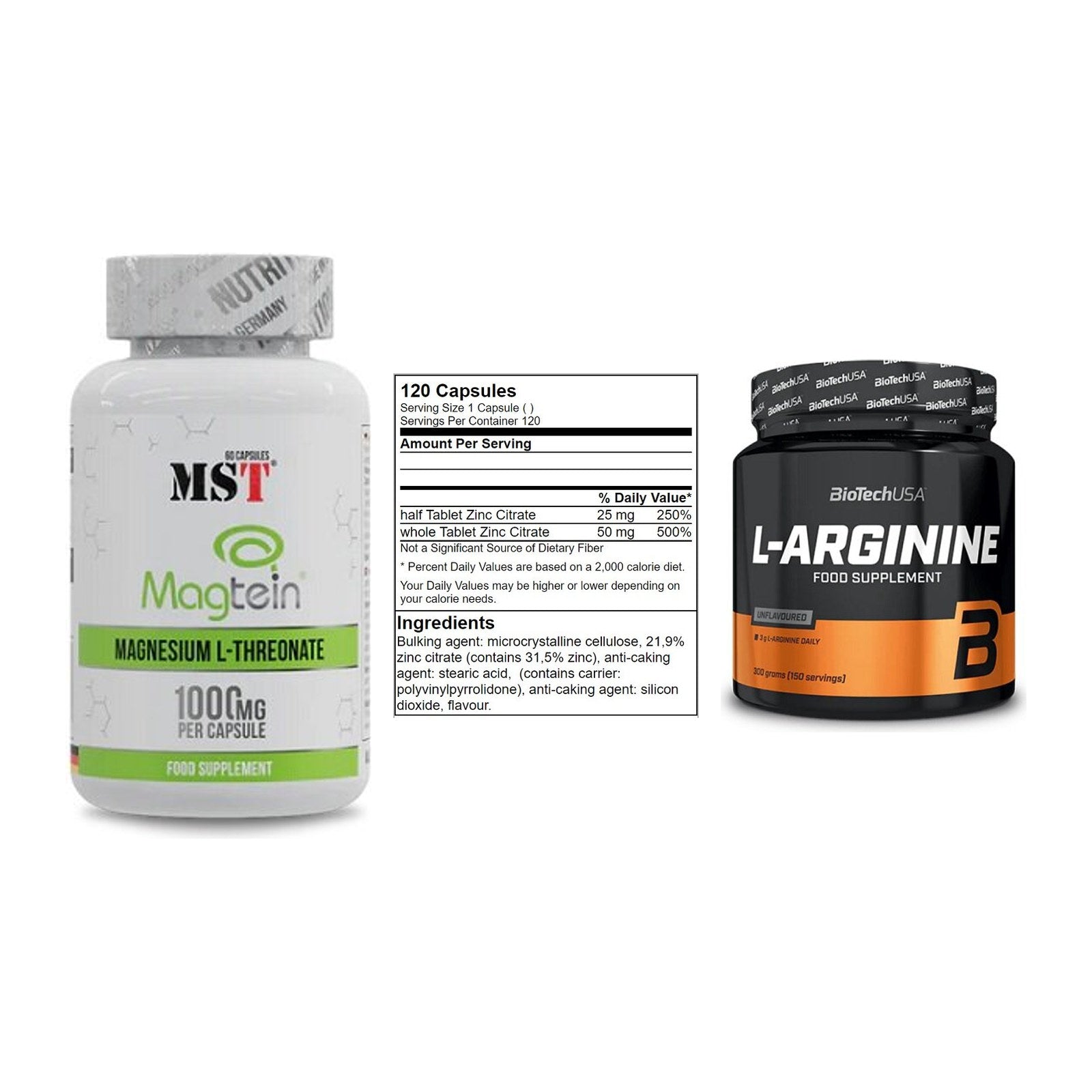 Ausdauer-Set: MST Magnesium + GN Zinc Citrate + BioTech L-Argini – alle enthaltenen Artikel