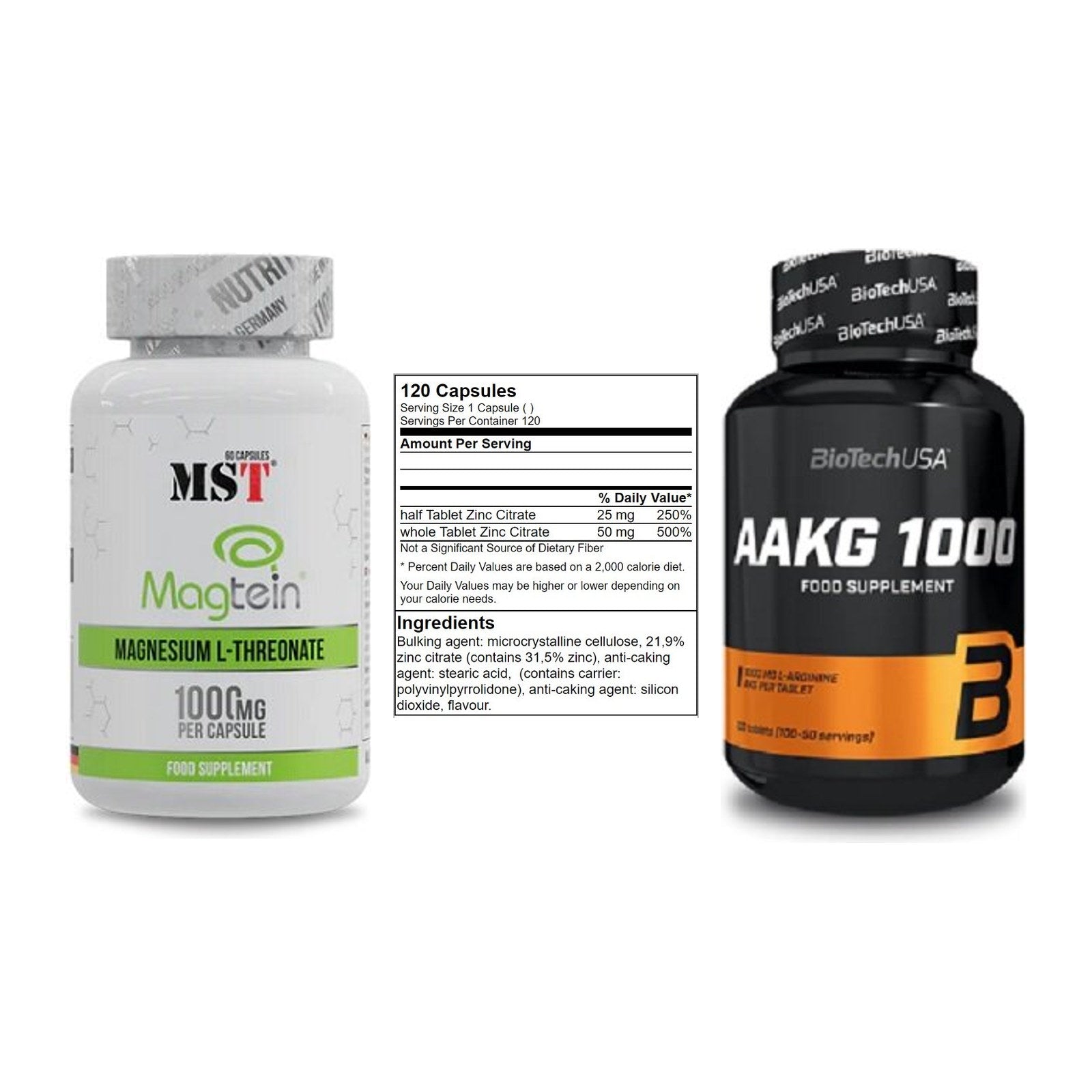 Ausdauer-Set: MST Magnesium + GN Zinc Citrate + BioTech AAKG – alle enthaltenen Artikel