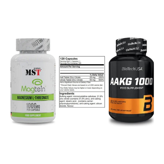 Ausdauer-Set: MST Magnesium + GN Zinc Citrate + BioTech AAKG – alle enthaltenen Artikel