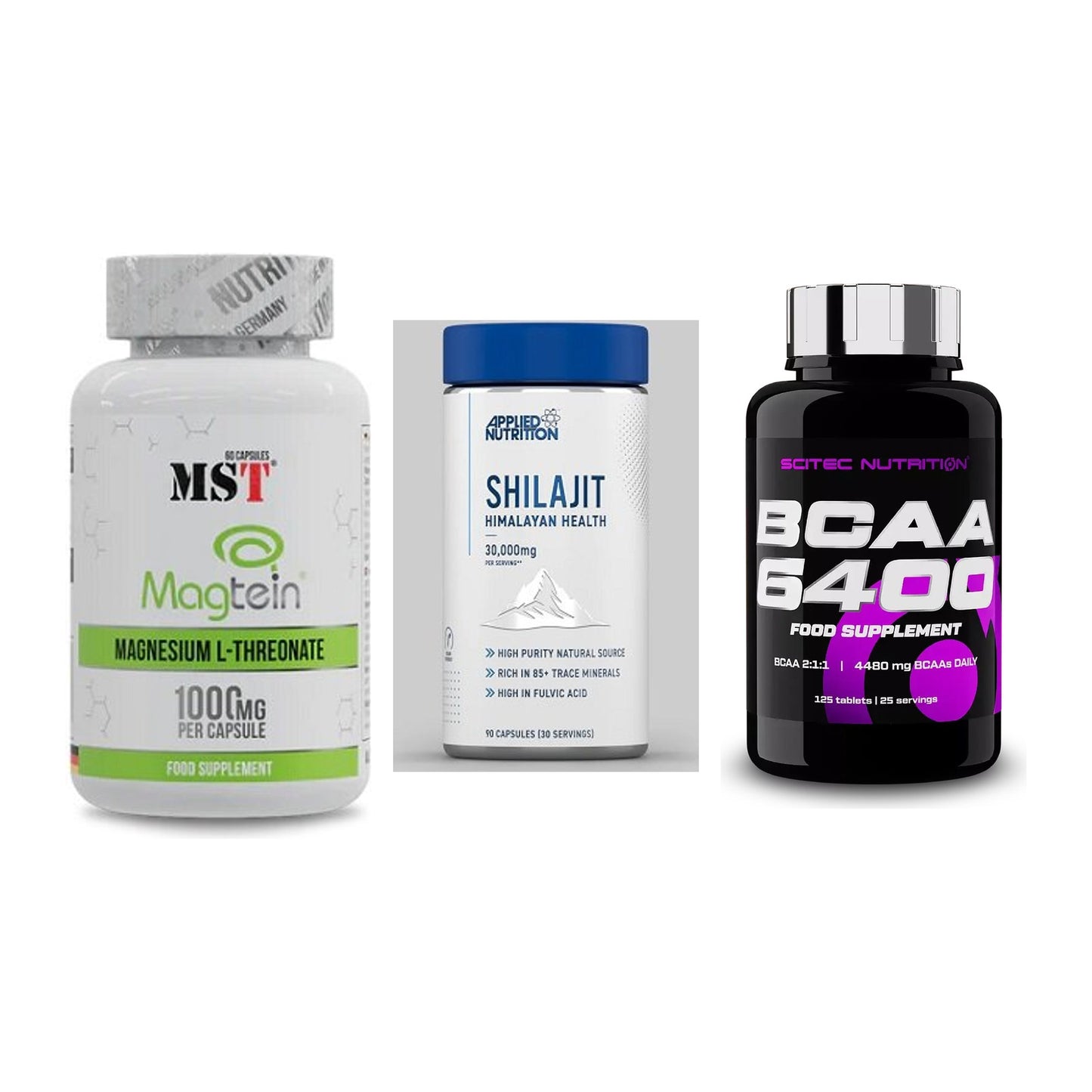 Ausdauer-Set: MST Magnesium + Applied Nutritio + Scitec BCAA 6400 – alle enthaltenen Artikel