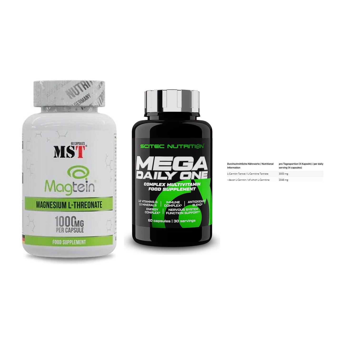 Ausdauer-Set: MST Magnesium + Scitec Mega + INLEAD L-Carniti – alle enthaltenen Artikel