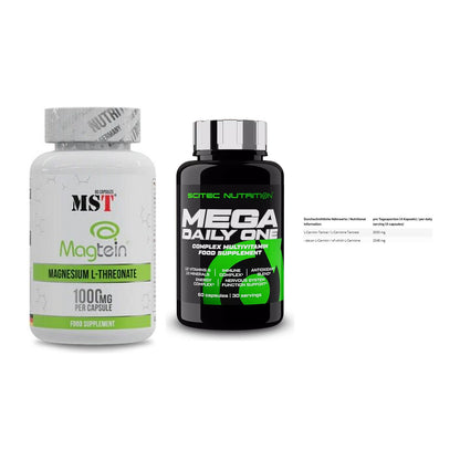 Ausdauer-Set: MST Magnesium + Scitec Mega + INLEAD L-Carniti – alle enthaltenen Artikel