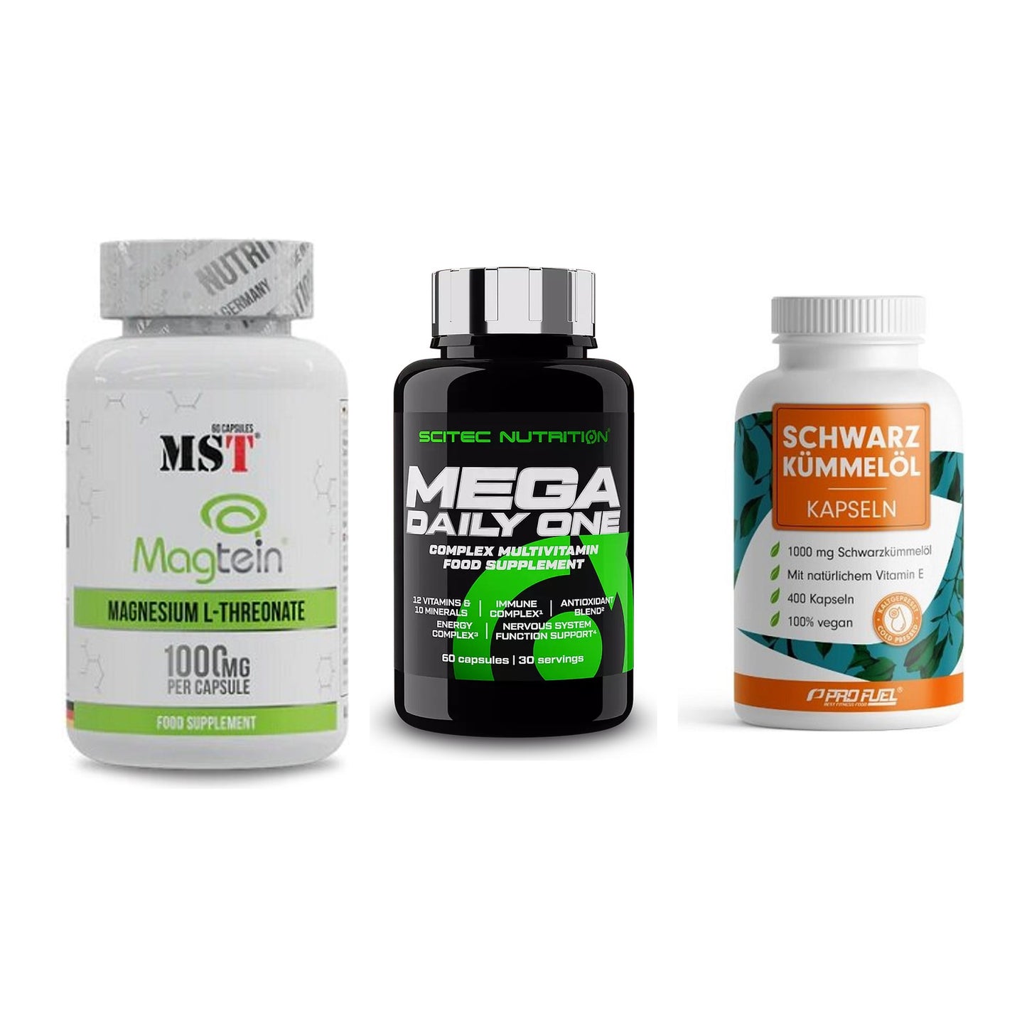 Ausdauer-Set: MST Magnesium + Scitec Mega + ProFuel Schwarzk – alle enthaltenen Artikel