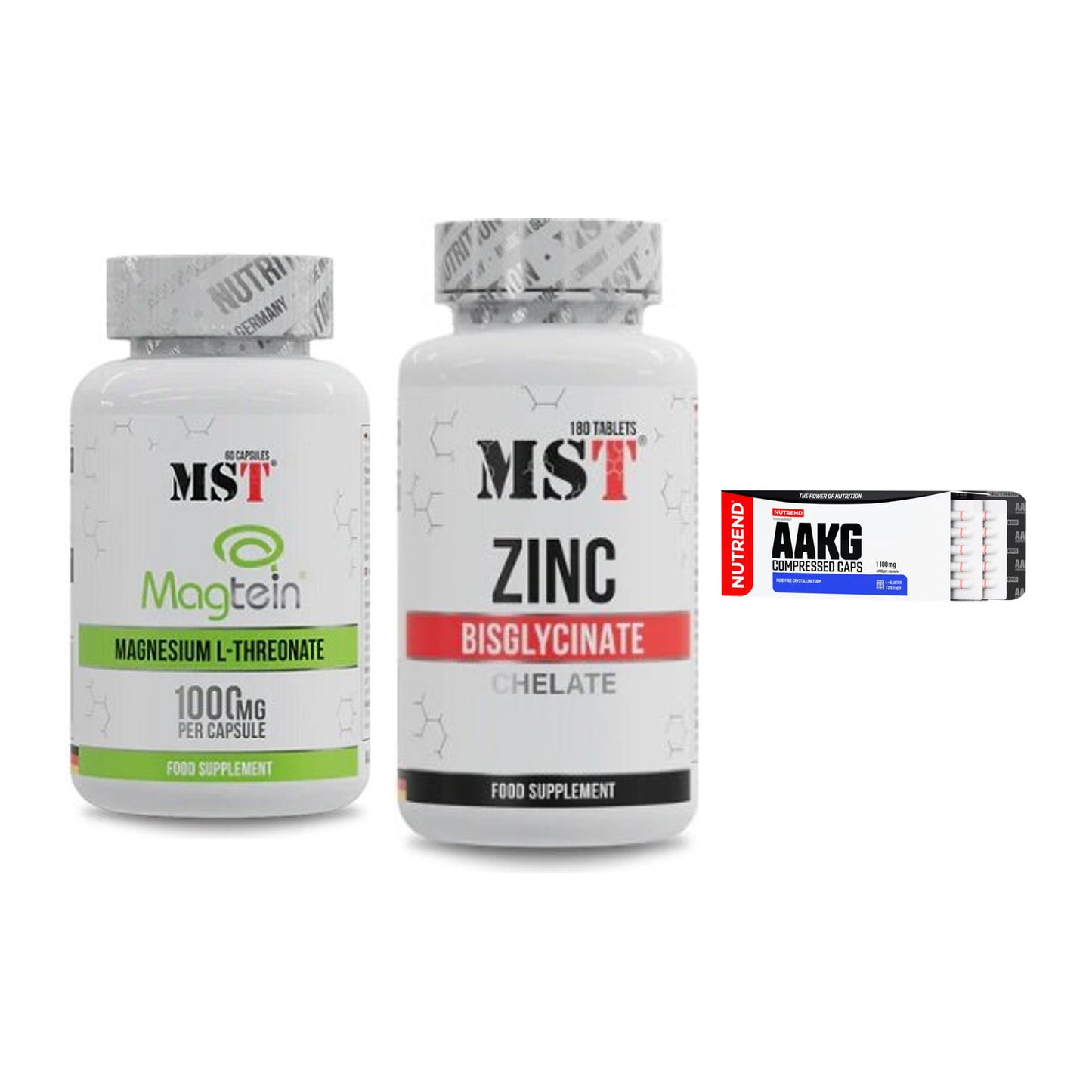 Ausdauer-Set: MST Magnesium + MST Zinc Chelate + Nutrend AAKG – alle enthaltenen Artikel