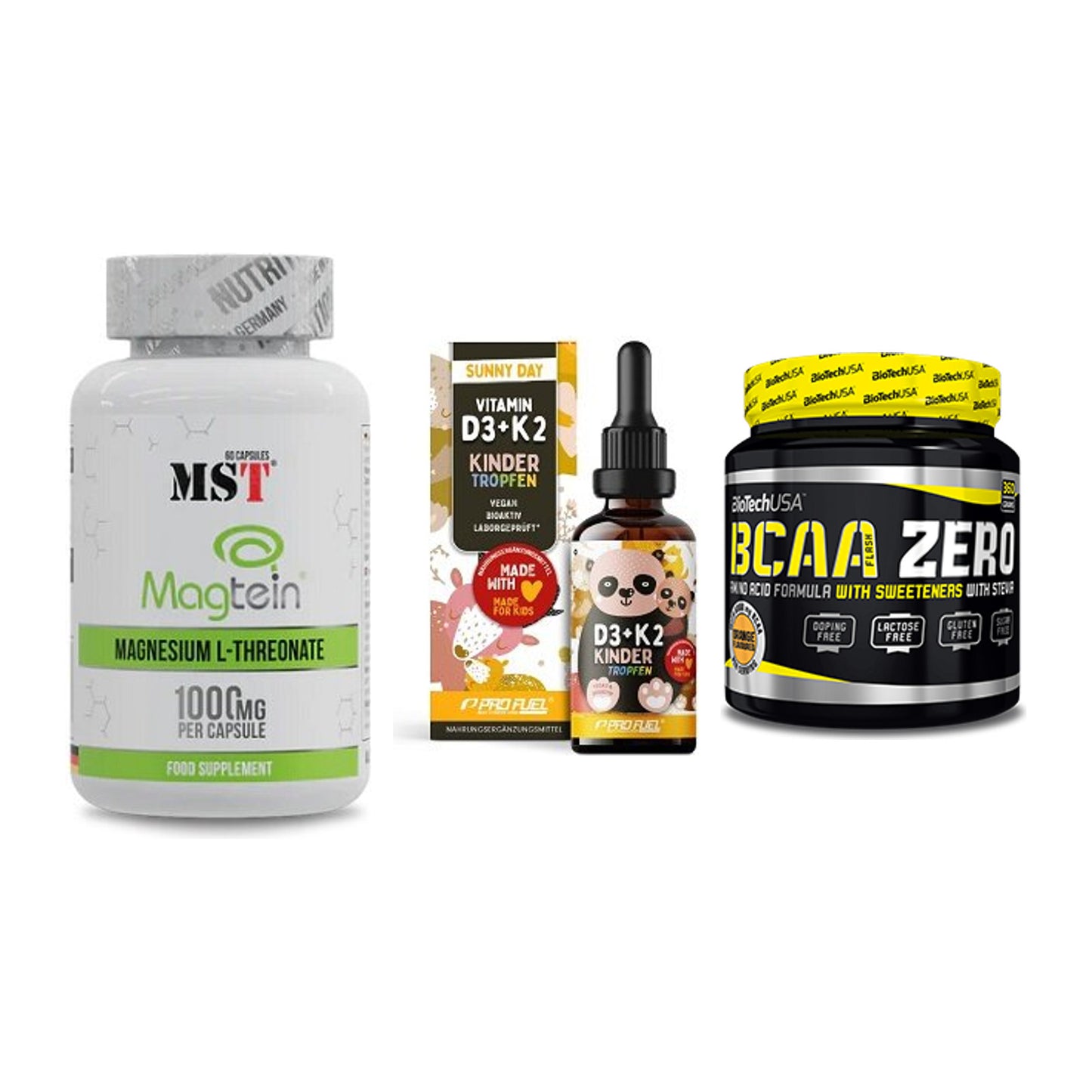 Ausdauer-Set: MST Magnesium + ProFuel VITAMIN + BioTech BCAA – alle enthaltenen Artikel