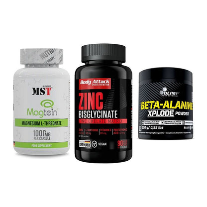 Ausdauer-Set: MST Magnesium + Body Attack Zink + Olimp Beta-Alani – alle enthaltenen Artikel