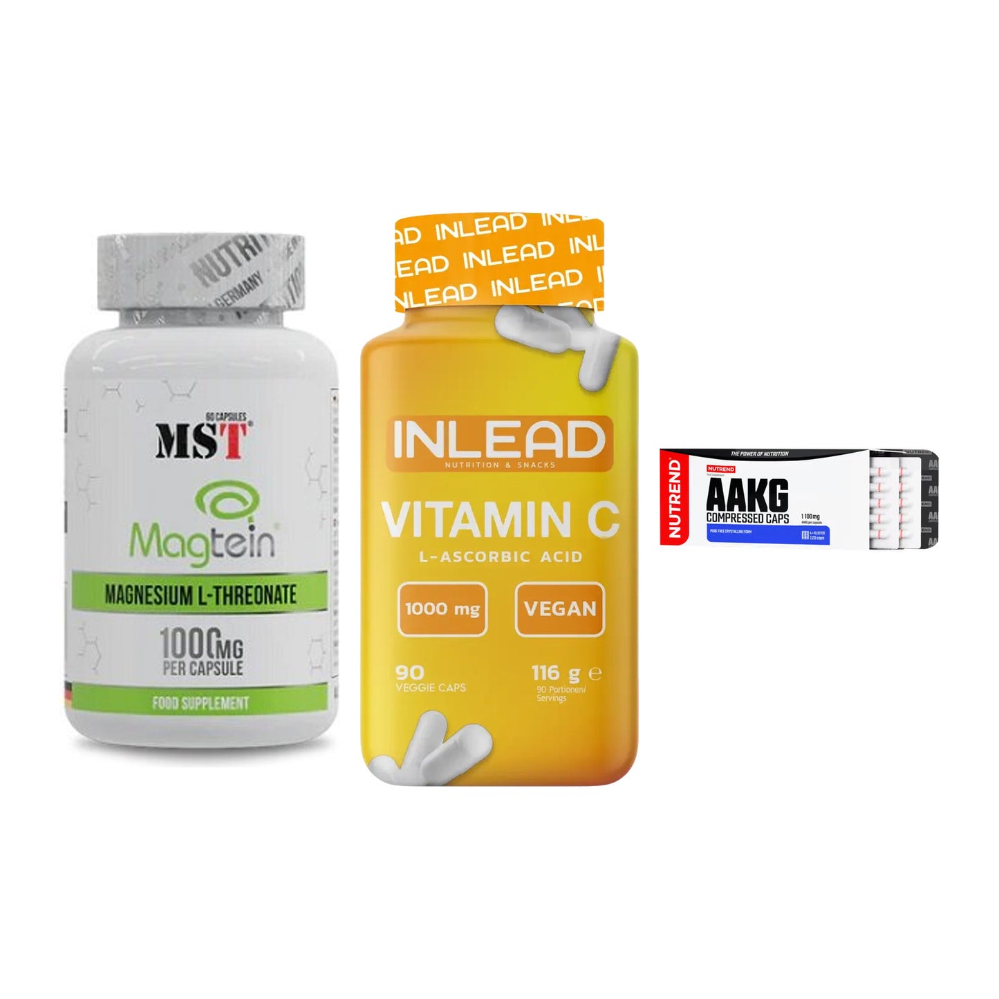 Ausdauer-Set: MST Magnesium + INLEAD Vitamin C + Nutrend AAKG – alle enthaltenen Artikel