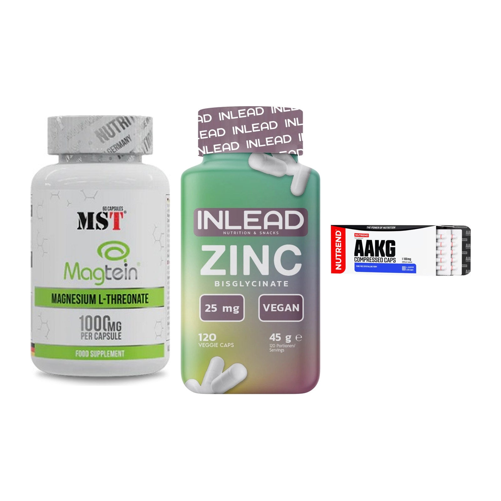 Ausdauer-Set: MST Magnesium + INLEAD Zink + Nutrend AAKG – alle enthaltenen Artikel